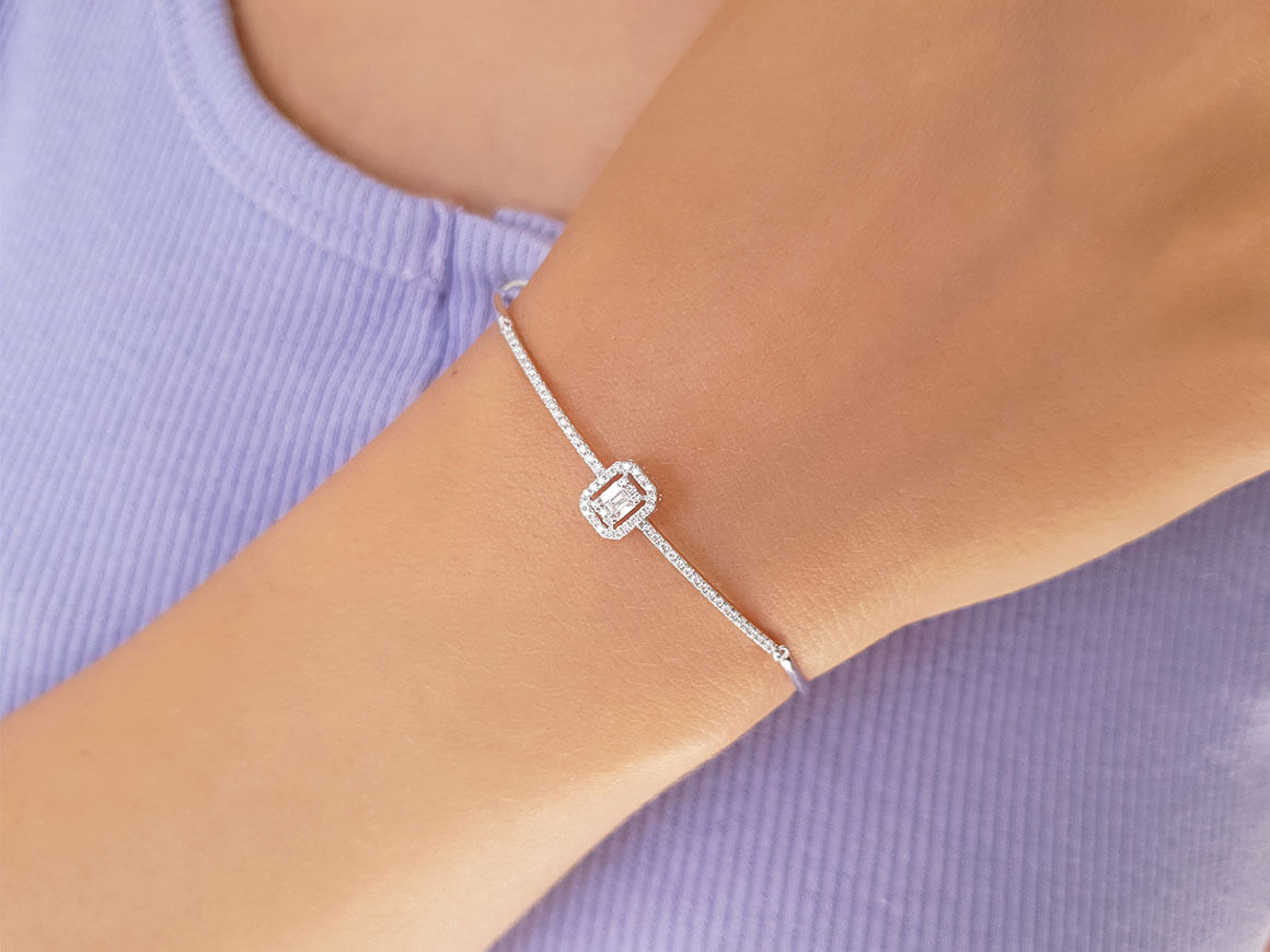 Bracelet en diamant baguette de 0,24 carat au total
