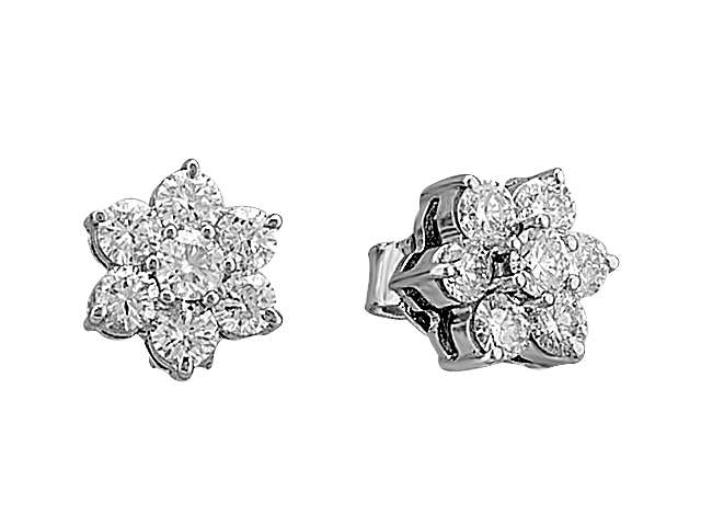 Boucles d'oreilles puces fleur diamant