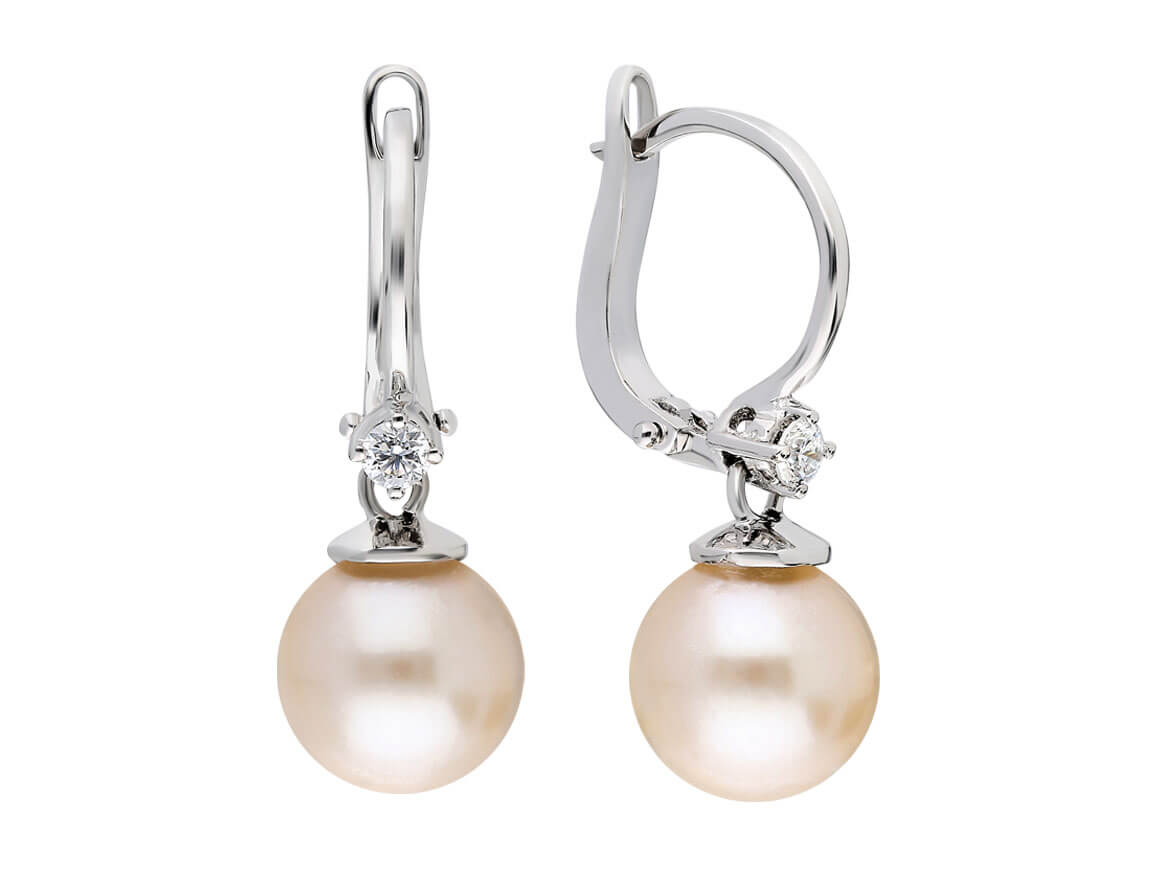 Boucles d'oreilles diamants et perles
