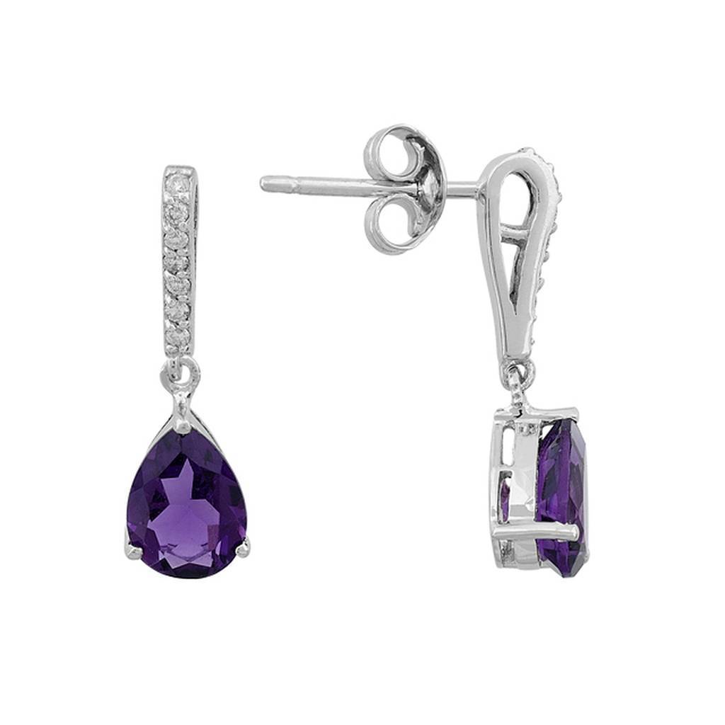 Diamond and drop amethyst earrings