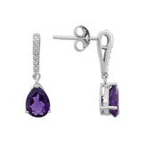 Diamond and drop amethyst earrings