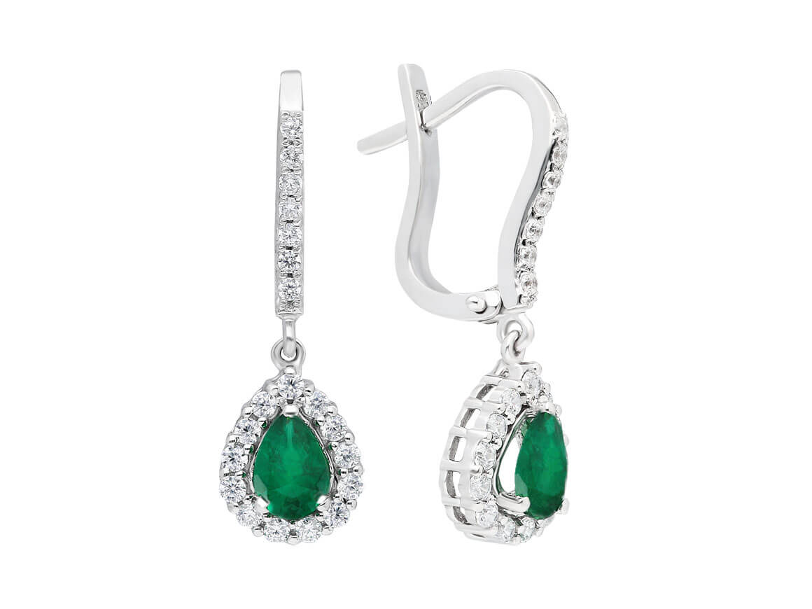 Diamond and drop emerald earrings