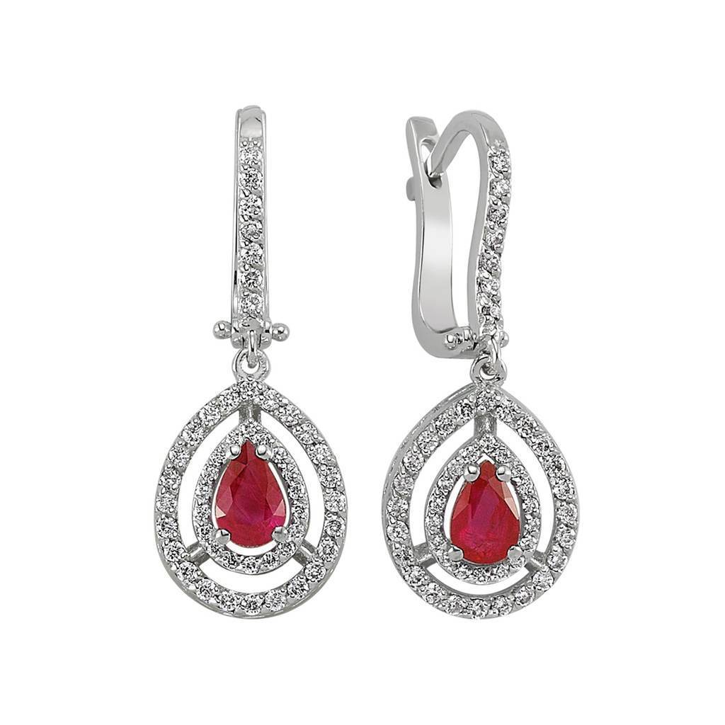 Diamond and drop ruby ​​earrings