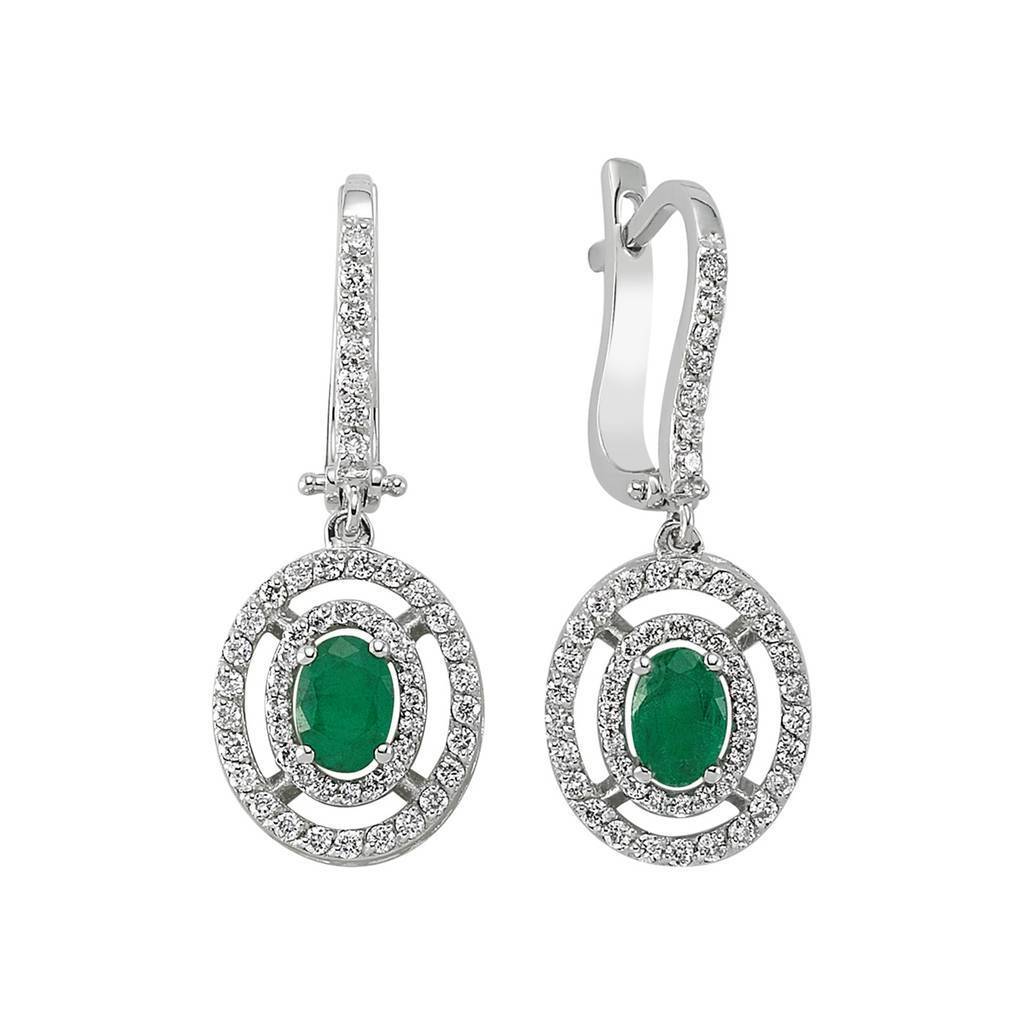 Diamond and Oval Emerald Earrings
