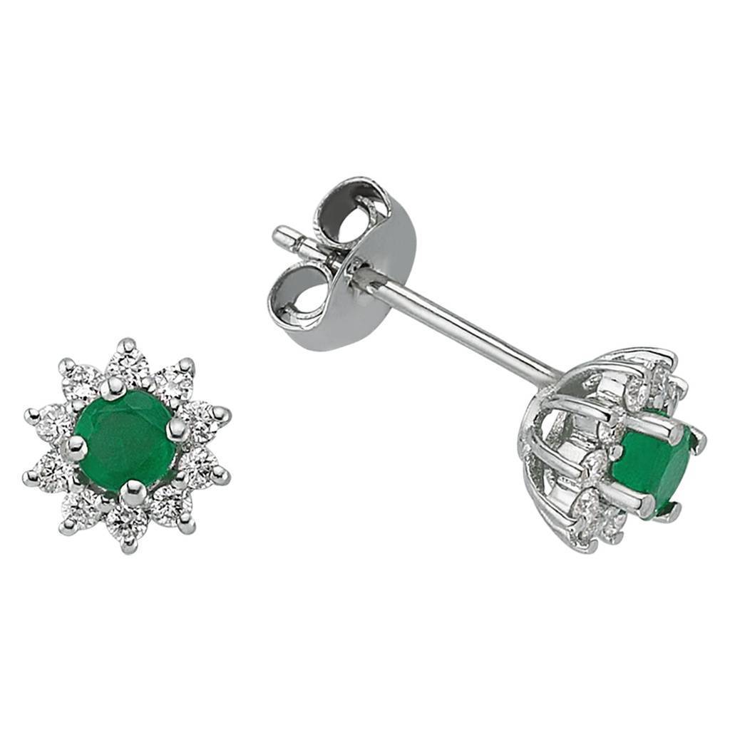 Diamond and emerald stud earrings