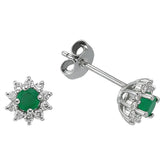 Diamond and emerald stud earrings