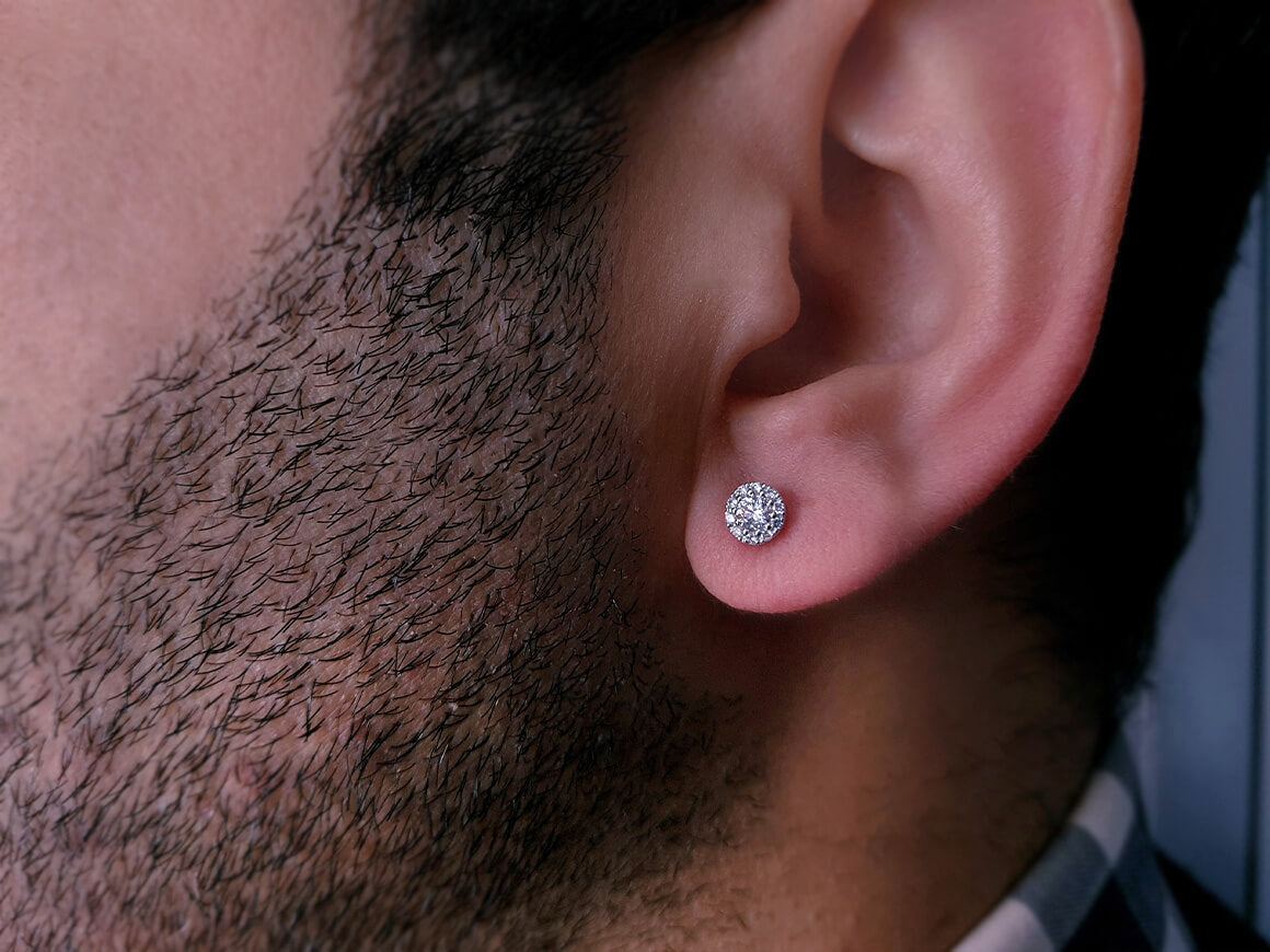 Daimant Solitaire Men's Stud Earrings