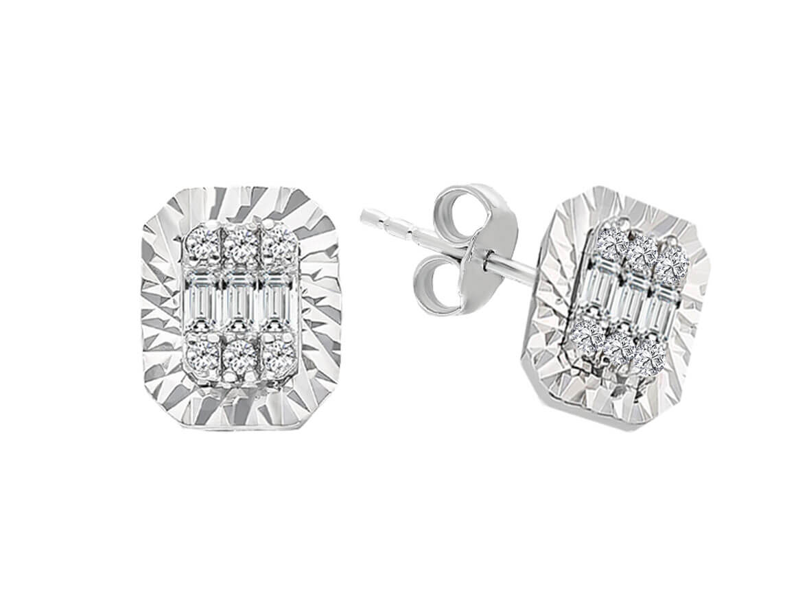 Trinity Diamond Baguette Stud Earrings