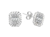 Boucles d'oreilles à tige en forme de baguette et de diamants Trinity