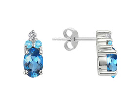 Boucles d'oreilles Cadenza en diamants et topazes ovales