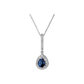 Collier diamant et saphir en forme de larme