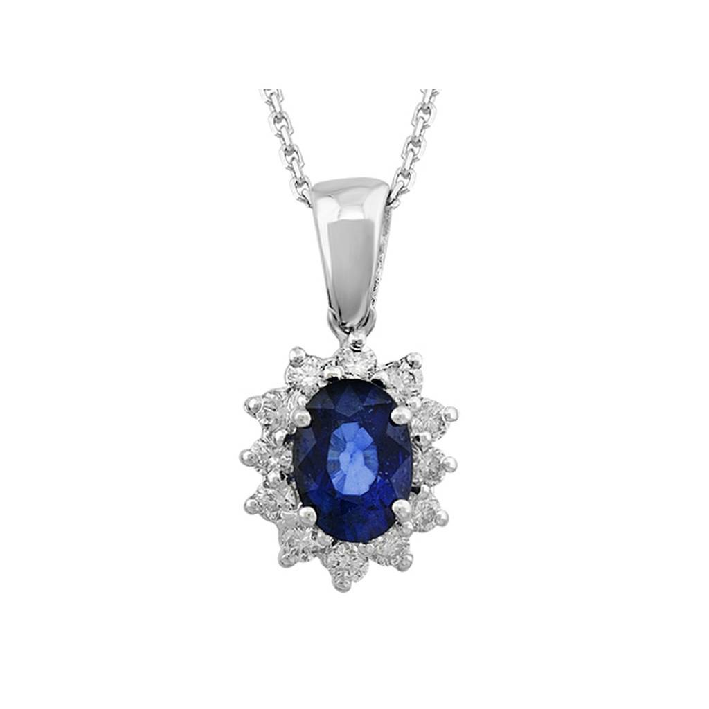 Diamond and Oval Sapphire Necklace