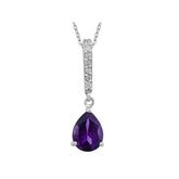Collier diamant et améthyste larme