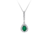 Collier diamant et émeraude en forme de larme