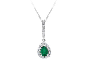 Collier diamant et émeraude en forme de larme