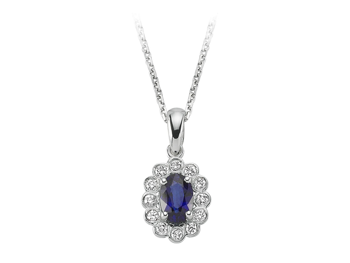 Diamond and Oval Sapphire Necklace