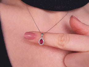 Diamant und Tropfen Rubin Halskette