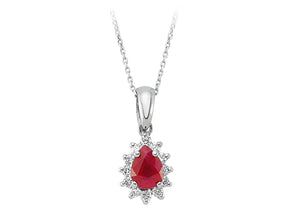Diamant und Tropfen Rubin Halskette