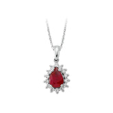 Diamond and drop ruby ​​necklace