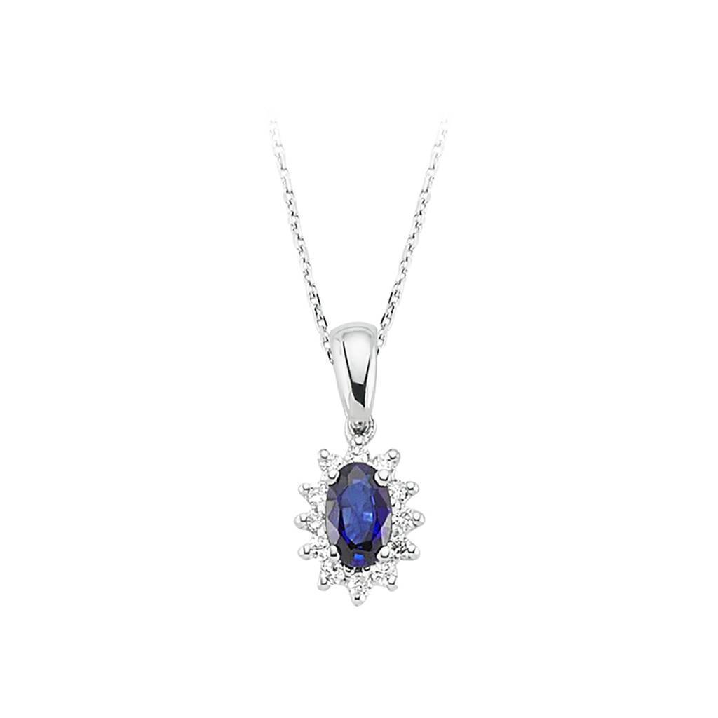 Diamond and Oval Sapphire Necklace