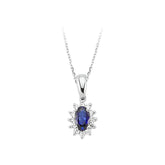 Diamond and Oval Sapphire Necklace