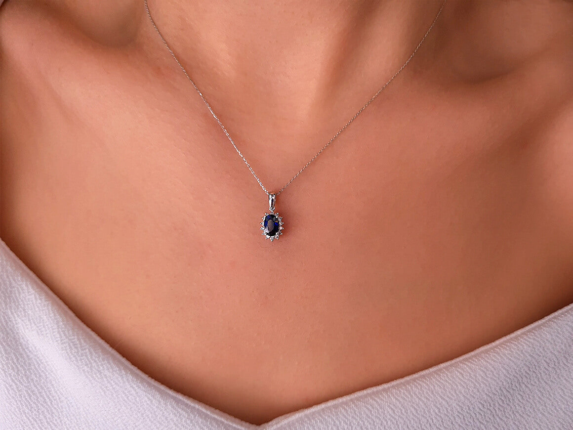 Diamond and Oval Sapphire Necklace