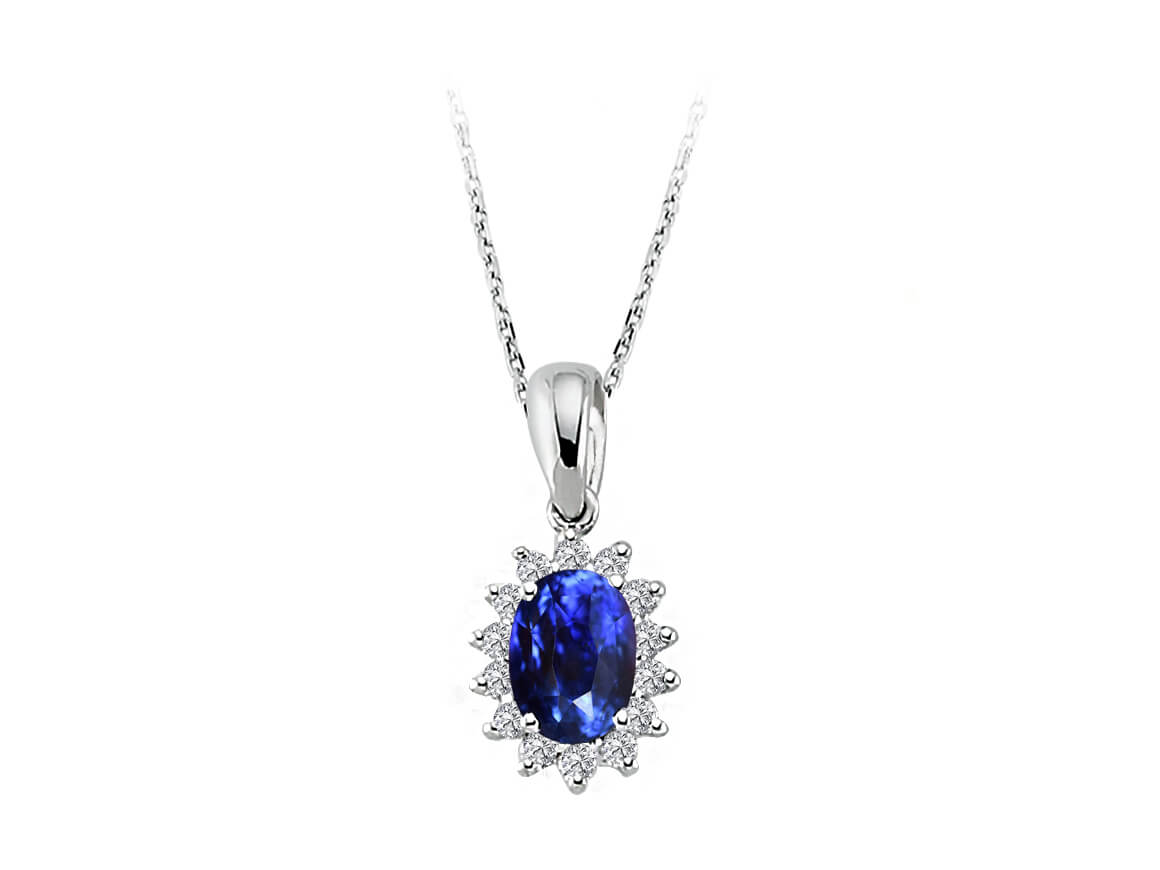 Diamond and Oval Sapphire Necklace