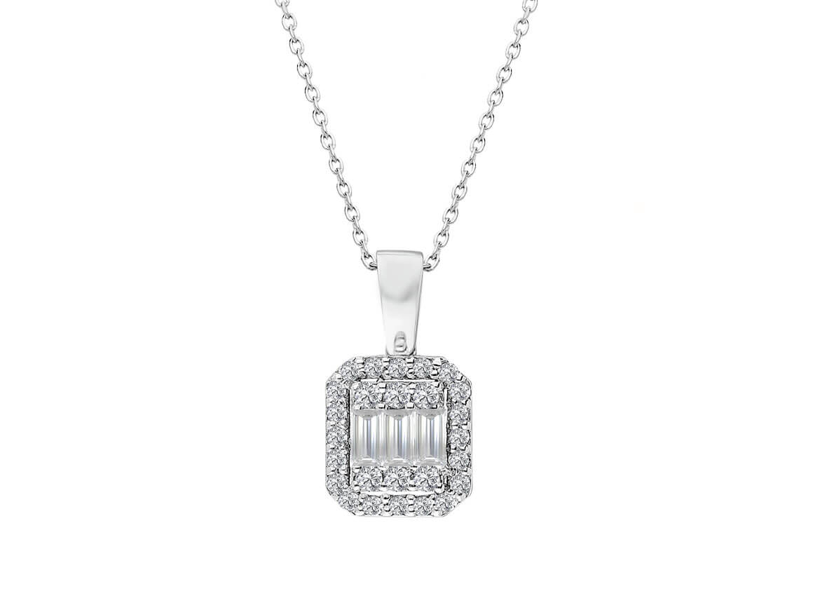 Collier baguette diamant 0,26 carat