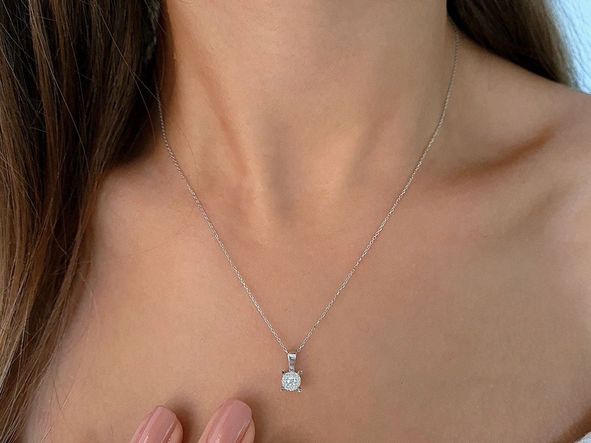 Collier solitaire effet diamant 0,50 carat