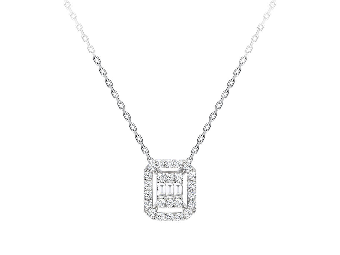 Collier baguette diamant 0,15 carat
