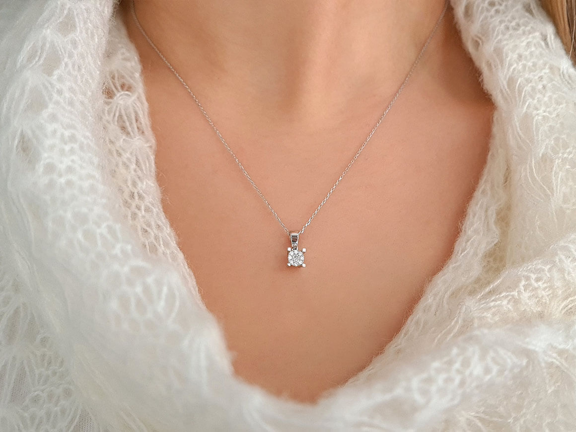 Collier solitaire effet diamant 0,30 carat