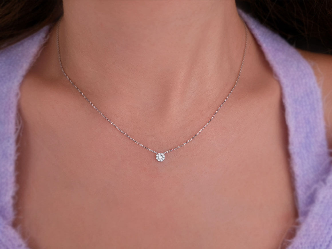 Collier solitaire effet diamant 0,30 carat