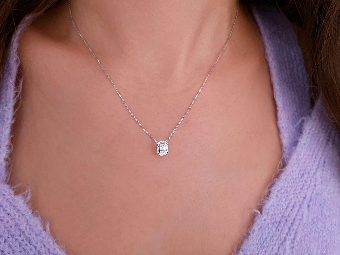 Collier baguette diamant Trinity