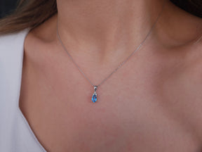 Diamond and Oval Blue Topaz Necklace