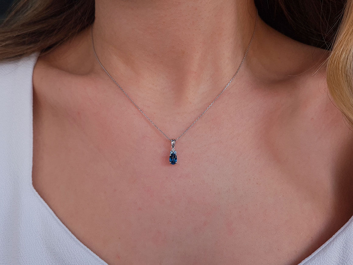 Diamond and Oval Topaz Cadenza Necklace