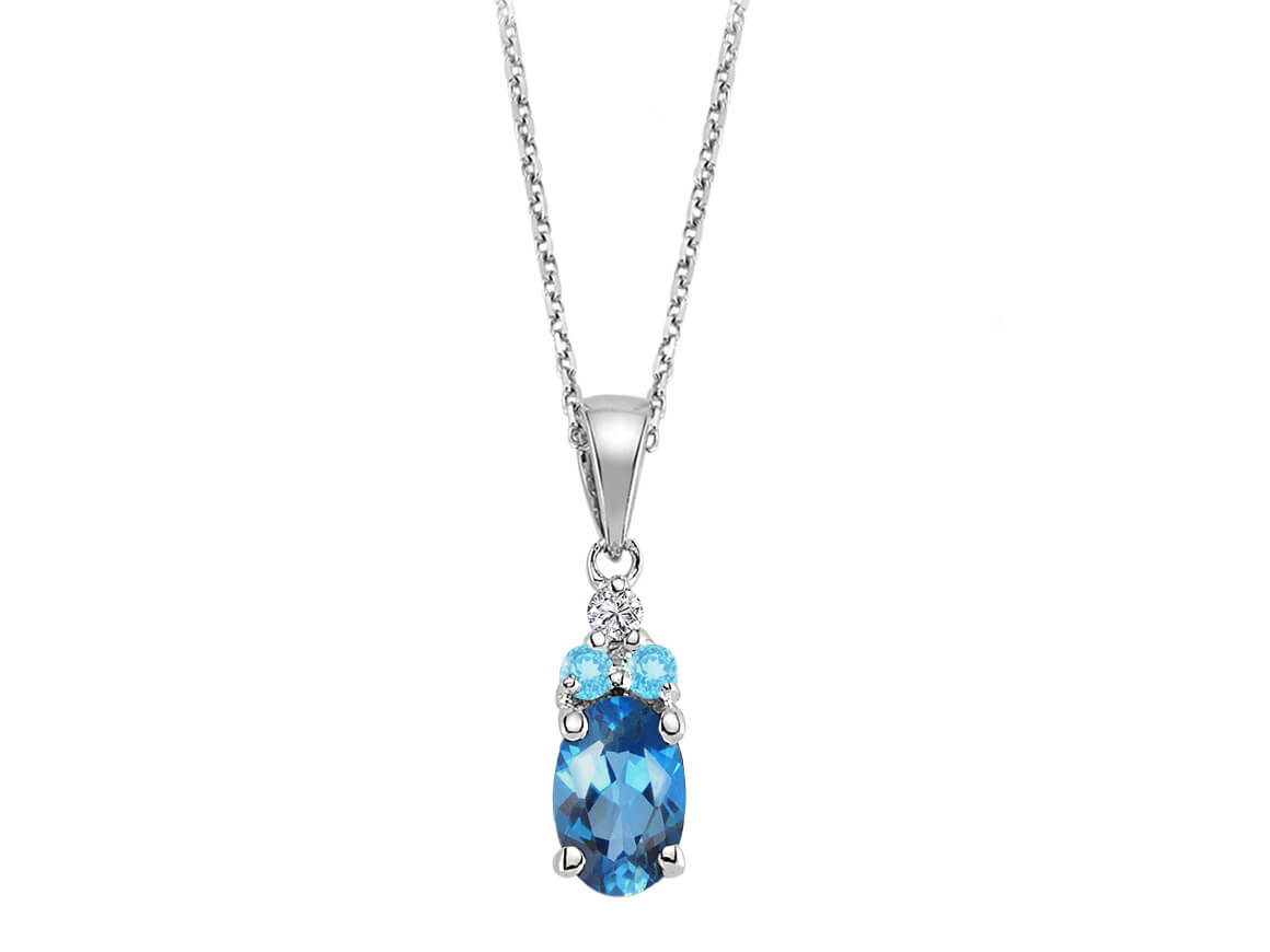Diamond and Oval Topaz Cadenza Necklace