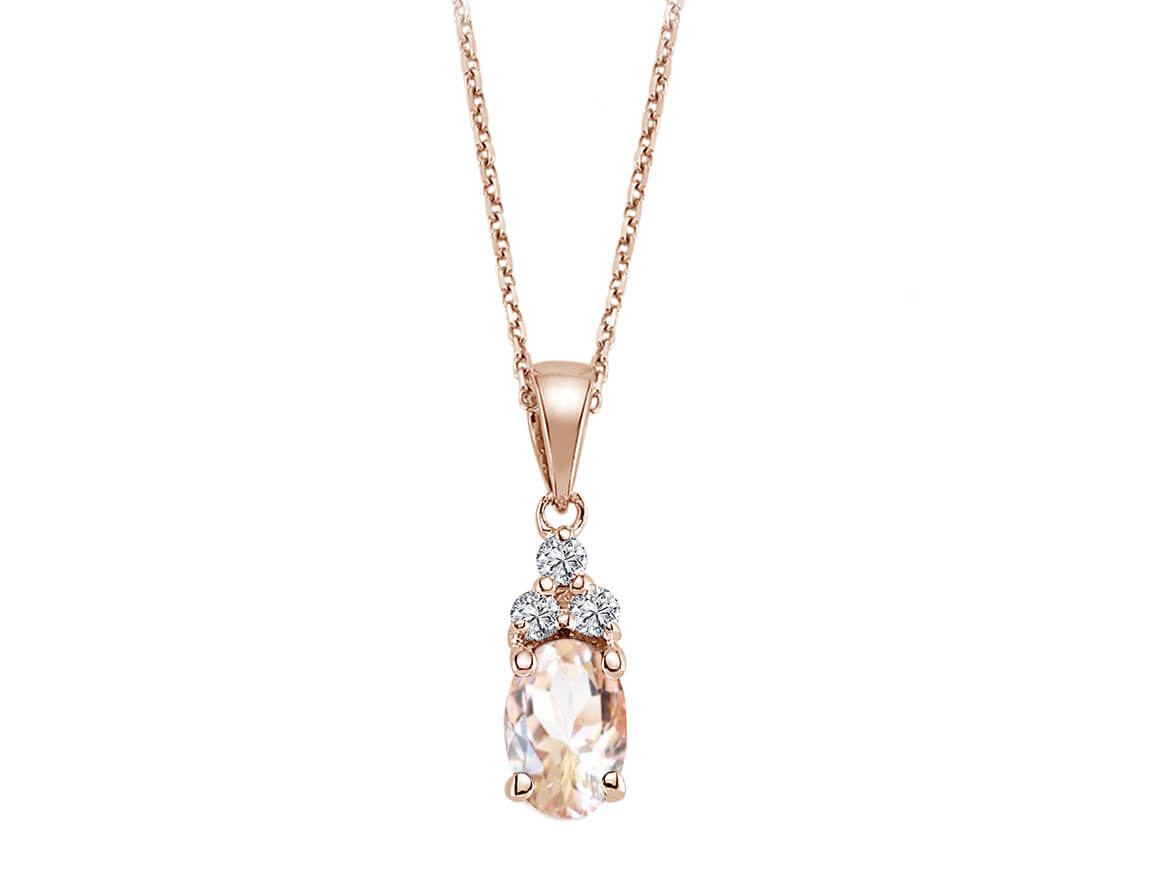 Diamond and Oval Morganite Saga Necklace