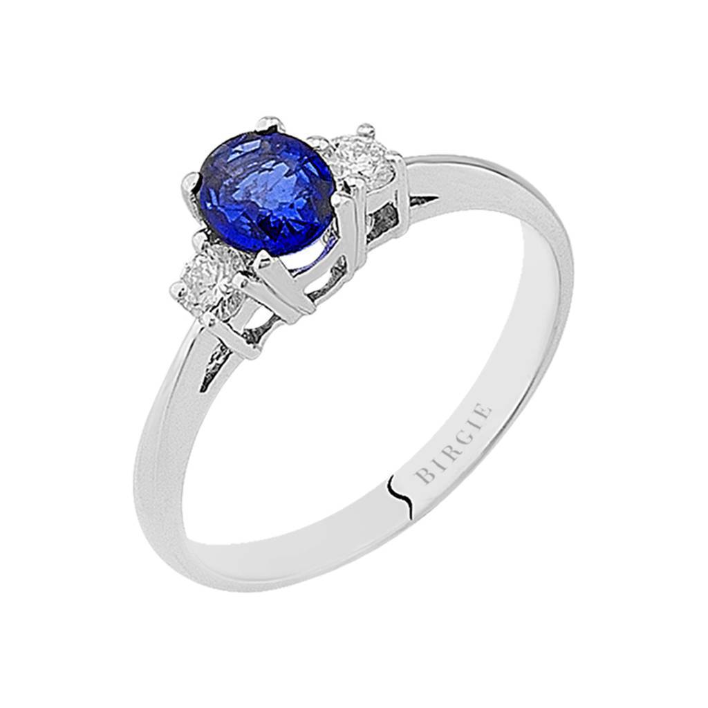 Bague diamant et saphir ovale