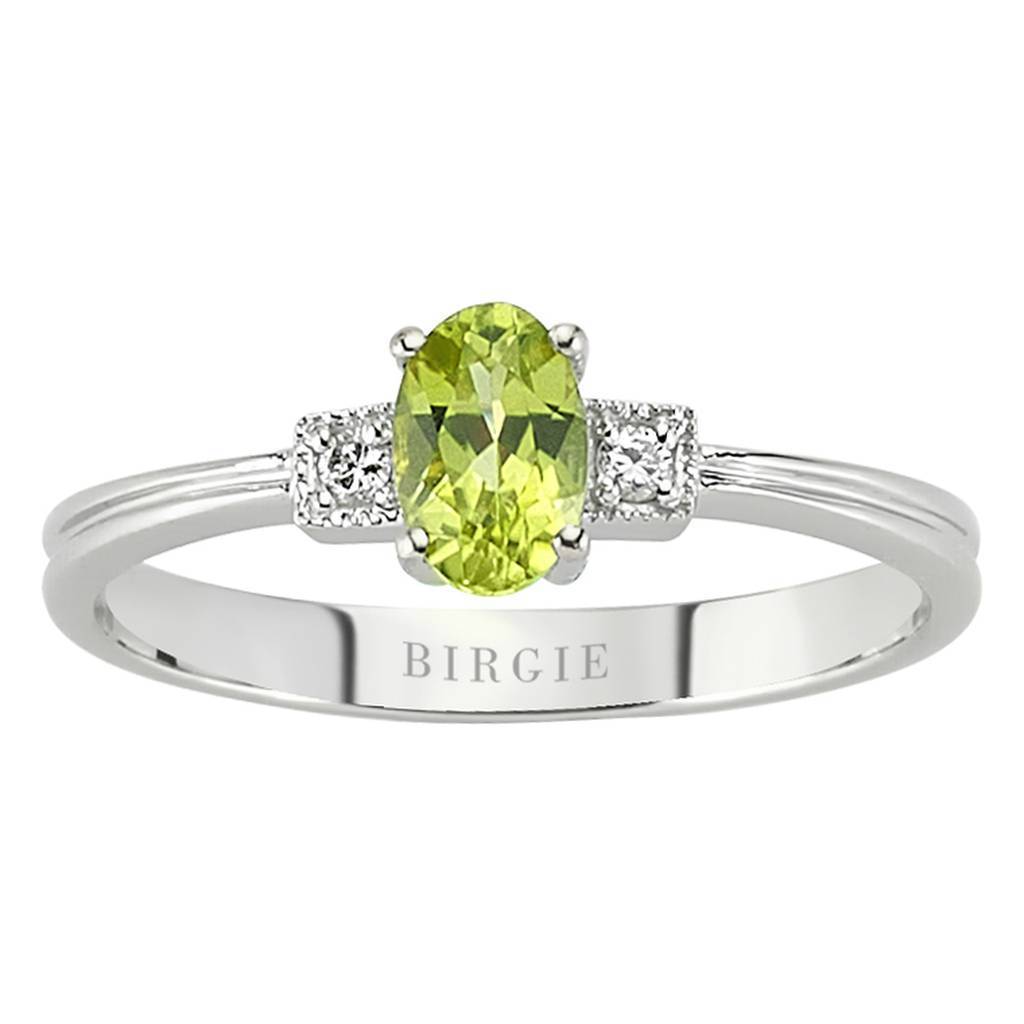 Bague diamant et péridot ovale