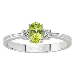 Bague diamant et péridot ovale