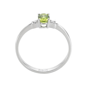 Bague diamant et péridot ovale
