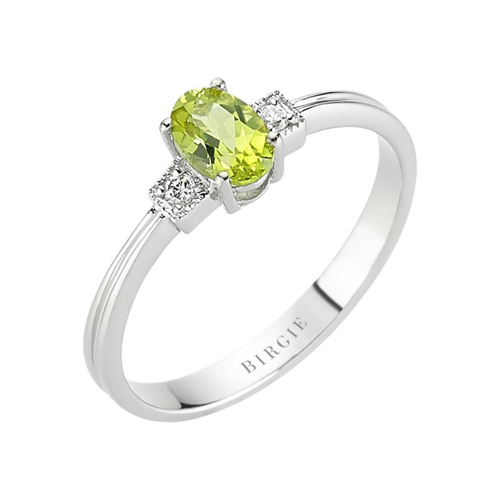 Bague diamant et péridot ovale