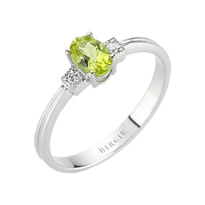 Bague diamant et péridot ovale