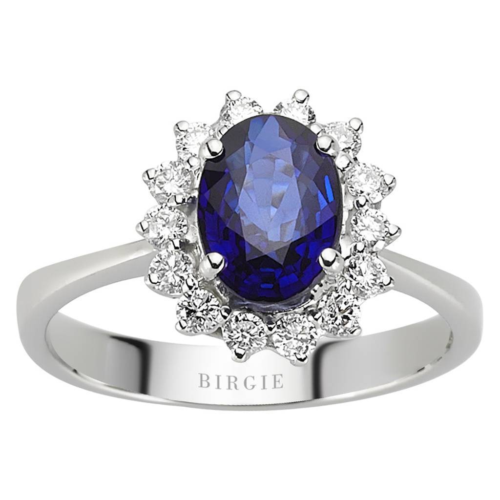 Bague femme diamant et saphir taille ovale