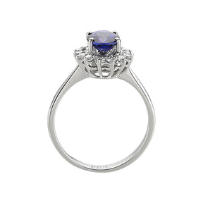 Diamond and oval cut sapphire ladies ring