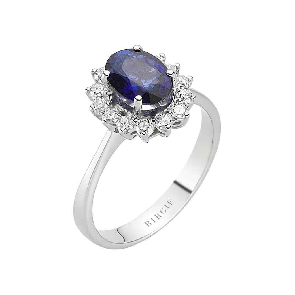Bague femme diamant et saphir taille ovale
