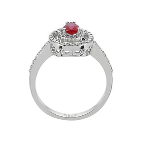 Bague goutte rubis et diamants