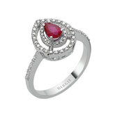 Bague goutte rubis et diamants