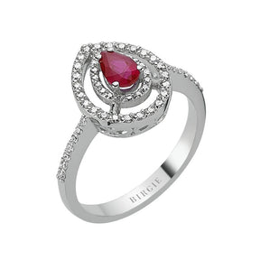 Bague goutte rubis et diamants