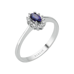 Bague diamant et saphir ovale